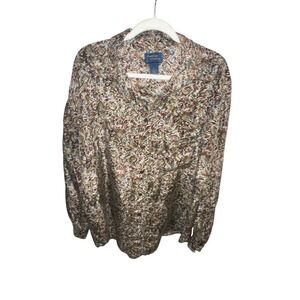 Mens Cambridge Classics Mervyn Silk Button Up Shirt Long Sleeve Pattern XL